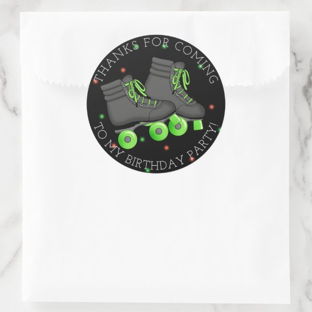 Adesivo Redondo Aniversário do Skate Roller Boy Obrigado (Bolsa)