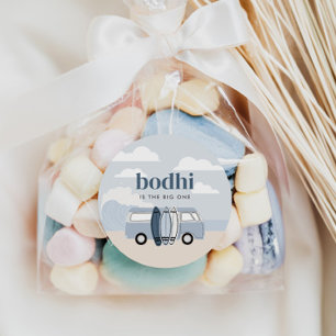 Adesivo Redondo Aniversário do Surf de praia dos grandes bebês