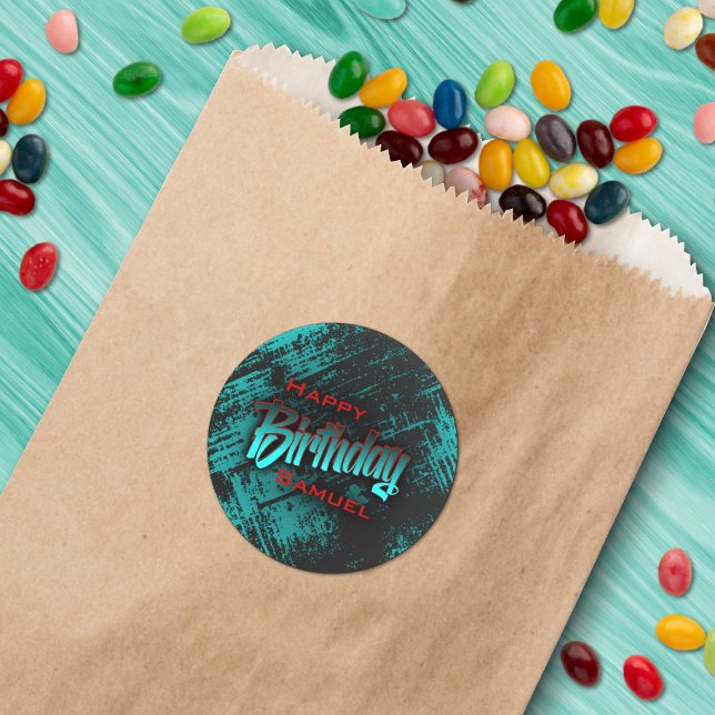 Adesivo Redondo Aniversário do Teen Boy (Criador carregado)