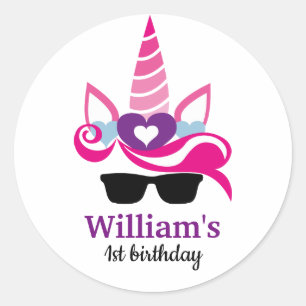 Adesivo Redondo Aniversário do unicórnio