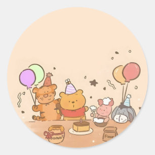 Adesivo Redondo aniversário do Ursinho Puff