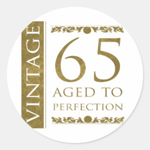 Adesivo Redondo Aniversário do vintage extravagante 65th