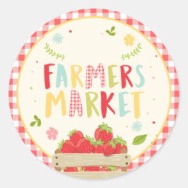 Adesivo Redondo Aniversário dos agricultores Morangos Favorecem Ba