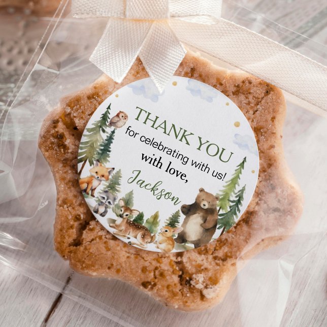 Adesivo Redondo Aniversário dos Animais da Floresta Cura (Criador carregado)