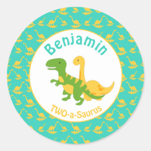 Adesivo Redondo Aniversário dos Dinossauros