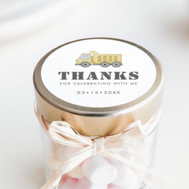 Adesivo Redondo Aniversário dos Veículos de Caminhão de Construção (Criador carregado)