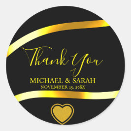 Adesivo Redondo Aniversário Dourado Simples de Casamento de 25 Neg