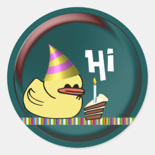 Adesivo Redondo Aniversário Ducky