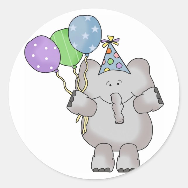 Adesivo Redondo Aniversário Elefante (Frente)