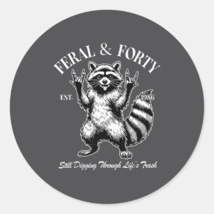 Adesivo Redondo Aniversário Engraçado de 40 anos Est 1986 Feral &