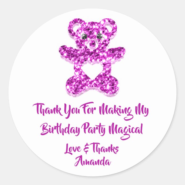 Adesivo Redondo Aniversário Favor Pinky Heart Beer Sweet Bear (Frente)