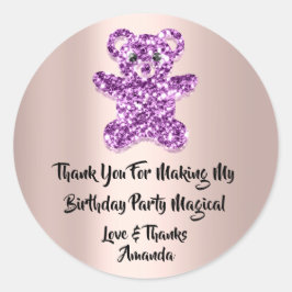 Adesivo Redondo Aniversário Favorece Largura Roxo Glitter