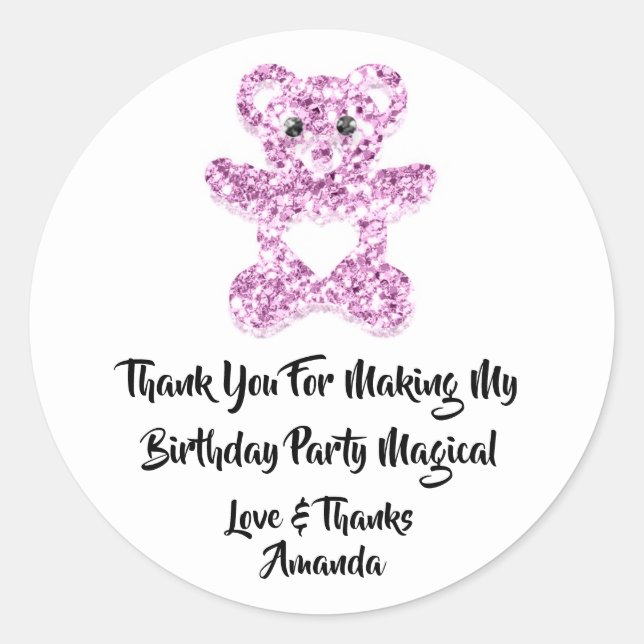 Adesivo Redondo Aniversário Favorece Viole RoxaHeart Bee Bebê (Frente)