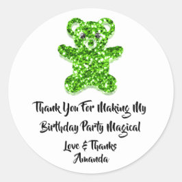 Adesivo Redondo Aniversário Favorito Glitter Green Swear Bear Whit