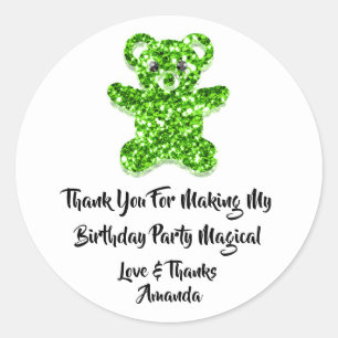 Adesivo Redondo Aniversário Favorito Glitter Green Swear Bear Whit