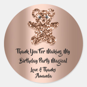 Adesivo Redondo Aniversário Favorito Glitter Rosa Brown Glitter