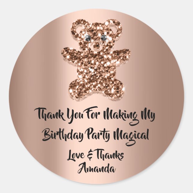 Adesivo Redondo Aniversário Favorito Glitter Rosa Brown Glitter Be (Frente)