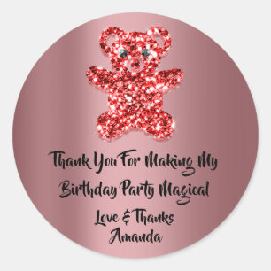 Adesivo Redondo Aniversário Favorito Luminter Vermelho Esponja B