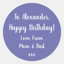 Adesivo Redondo Aniversário Feliz Aniversário Presente Roxo