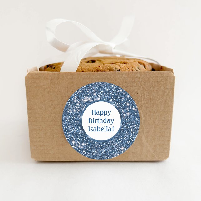 Adesivo Redondo Aniversário Feliz Personalizado de Textura de Folh (Ideal for decorating birthday presents or party favors, for example.)