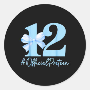 Adesivo Redondo Aniversário Garota Azul Coquete Arco 12 Anos