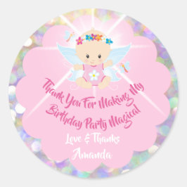 Adesivo Redondo Aniversário Garota Chá Rosa-Cinza-Brilhante Prince
