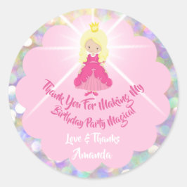 Adesivo Redondo Aniversário Garota Chá Rosa-Cinza-Brilhante Prince