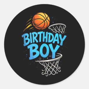 Adesivo Redondo Aniversário Garoto - Jogador de Basquete - Tanque 