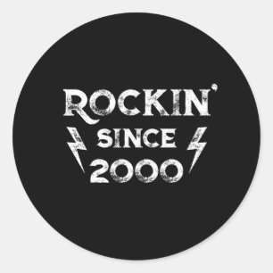 Adesivo Redondo Aniversário Gift Classic Rock para os anos 2000