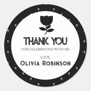 Adesivo Redondo Aniversário Gótico Preto e Branco