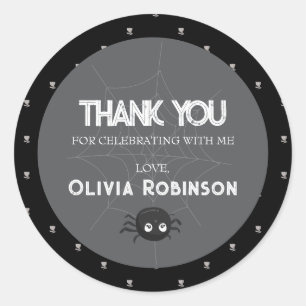 Adesivo Redondo Aniversário Gótico Preto e Branco