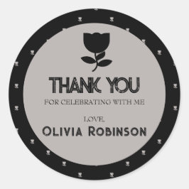 Adesivo Redondo Aniversário Gótico Preto e Branco