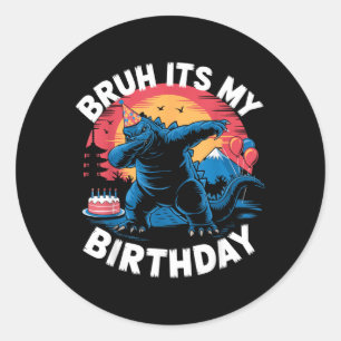 Adesivo Redondo Aniversário Kaiju Japão Monstro Dinossauro Bruh