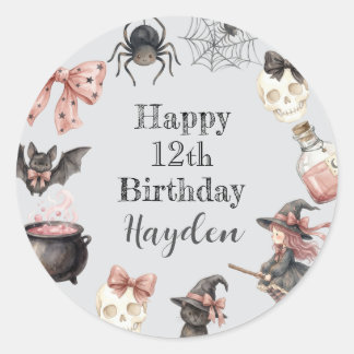 Adesivo Redondo Aniversário Mágico de Halloween
