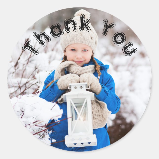 Adesivo Redondo Aniversário Menina Nome E Foto Obrigado (Frente)