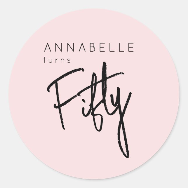 Adesivo Redondo Aniversário Moderno dos 50 Cinquenta (Frente)