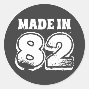 Adesivo Redondo Aniversário moderno feito em 82 preto e branco