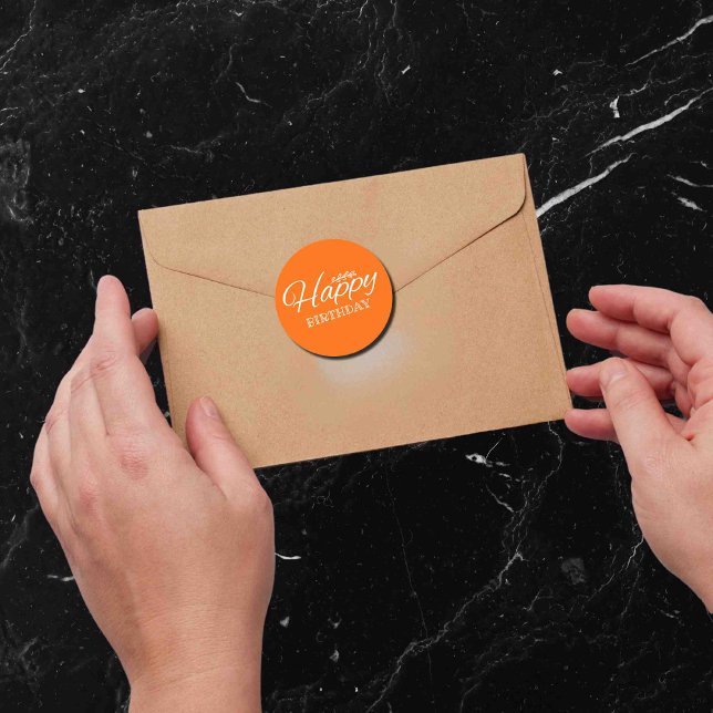 Adesivo Redondo Aniversário na laranja neon (Criador carregado)