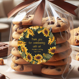 Adesivo Redondo Aniversário Negro Amarelo - Aniversário Obrigado