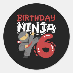 Adesivo Redondo Aniversário Ninja 6 Anos Crianças Karate 6 Birthda