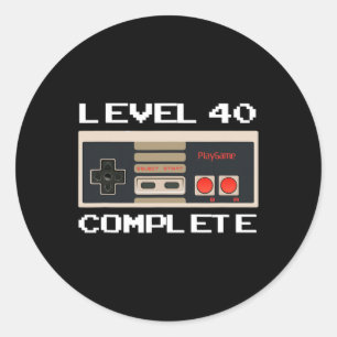 Adesivo Redondo Aniversário Nível 40 Completo Vídeo Gamer