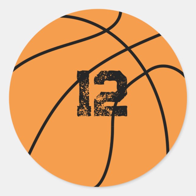 Adesivo Redondo Aniversário Personalizado de Basquete (Frente)
