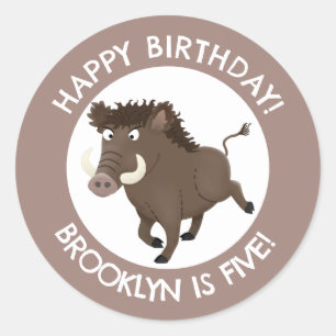 Adesivo Redondo Aniversário personalizado de desenho animado do ja