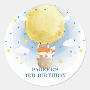 Adesivo Redondo Aniversário personalizado do balão de ar da lua