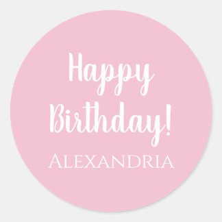 Adesivo Redondo Aniversário Personalizado Pastel Pink Feliz Aniver