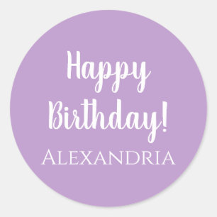 Adesivo Redondo Aniversário Personalizado Roxo Lilac Feliz Anivers