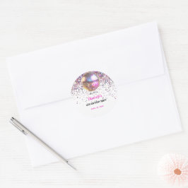 Adesivo Redondo Aniversário Pink Disco Tendência Na Minha Era De D