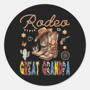 Adesivo Redondo Aniversário Rodeio Bisavô Cowboy Ocidental