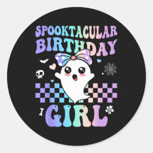 Adesivo Redondo Aniversário Spooktacular Cute Ghost Halloween Birt