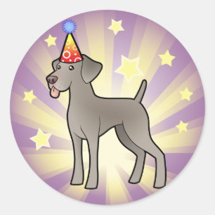Adesivo Redondo Aniversário Weimaraner